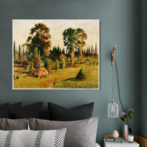 INVIN ART Framed Canvas Giclee Print Trees#11 by Isaac Levitan Wall Art Living Room Home Office Decorations