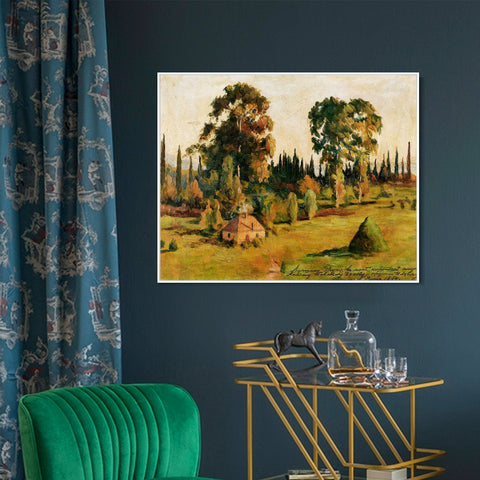 INVIN ART Framed Canvas Giclee Print Trees#11 by Isaac Levitan Wall Art Living Room Home Office Decorations