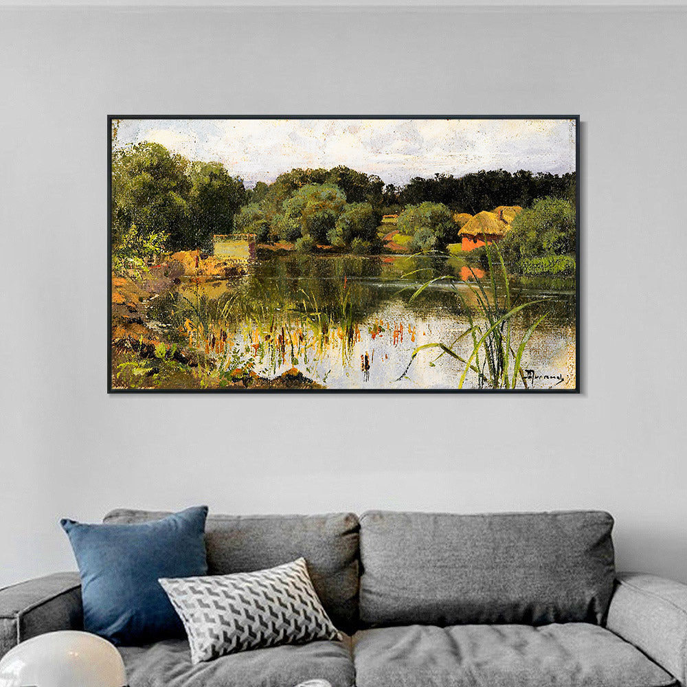 INVIN ART Framed Canvas Giclee Print pond by Isaac Levitan Wall Art