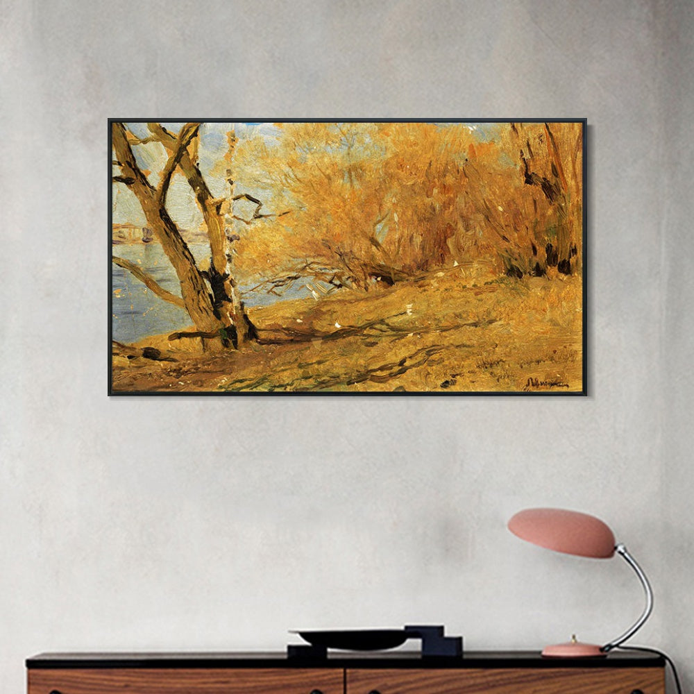 INVIN ART Framed Canvas Giclee Print Trees#14 by Isaac Levitan Wall Art