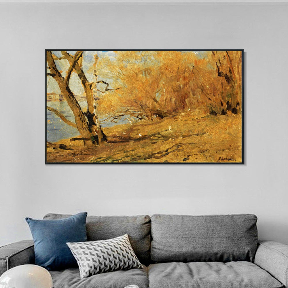 INVIN ART Framed Canvas Giclee Print Trees#14 by Isaac Levitan Wall Art