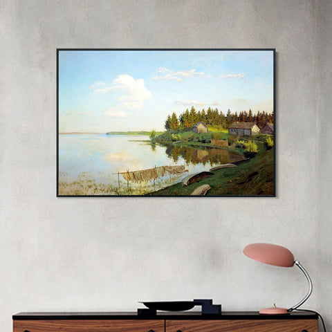 INVIN ART Framed Canvas Giclee Print Series#18 by Isaac Levitan Wall Art Living Room Home Office Decorations
