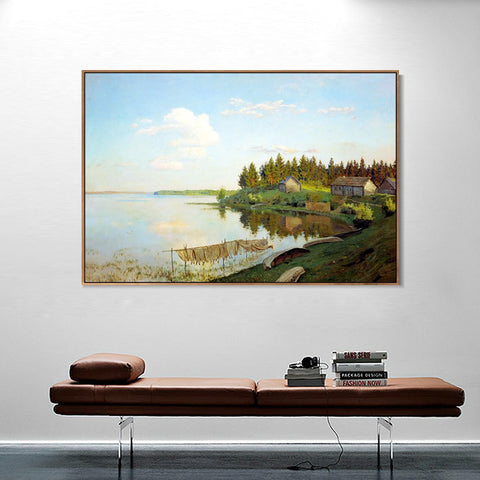 INVIN ART Framed Canvas Giclee Print Series#18 by Isaac Levitan Wall Art Living Room Home Office Decorations