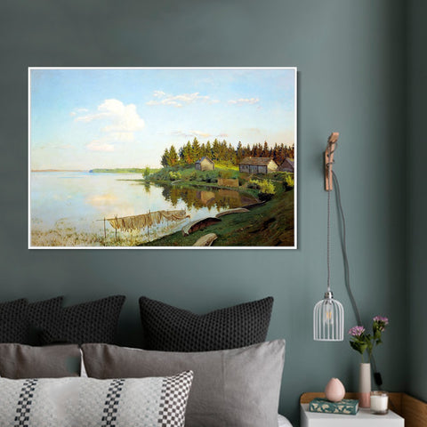 INVIN ART Framed Canvas Giclee Print Series#18 by Isaac Levitan Wall Art Living Room Home Office Decorations