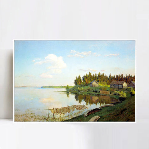 INVIN ART Framed Canvas Giclee Print Series#18 by Isaac Levitan Wall Art Living Room Home Office Decorations