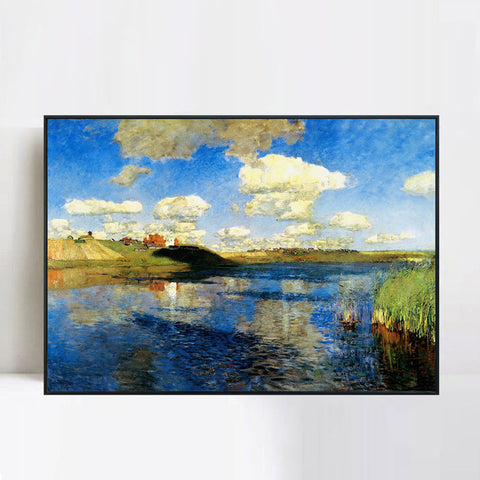 INVIN ART Framed Canvas Giclee Print Lake Russia, 1900 by Isaac Levitan Wall Art Living Room Home Office Decorations