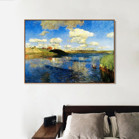 INVIN ART Framed Canvas Giclee Print Lake Russia, 1900 by Isaac Levitan Wall Art Living Room Home Office Decorations