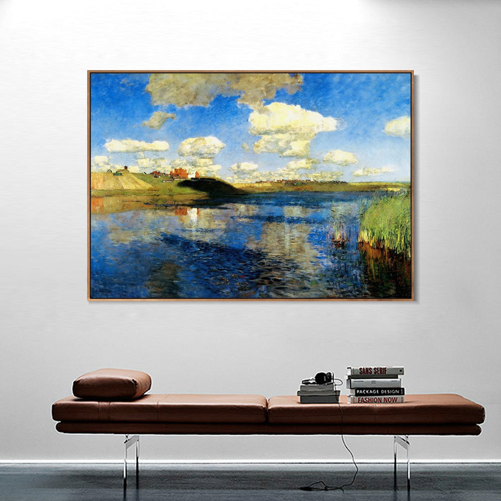 INVIN ART Framed Canvas Giclee Print Lake Russia, 1900 by Isaac Levitan Wall Art