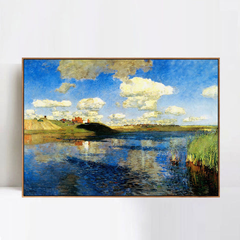 INVIN ART Framed Canvas Giclee Print Lake Russia, 1900 by Isaac Levitan Wall Art Living Room Home Office Decorations