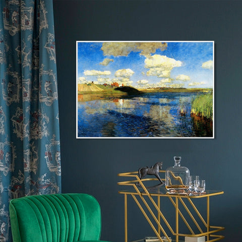INVIN ART Framed Canvas Giclee Print Lake Russia, 1900 by Isaac Levitan Wall Art Living Room Home Office Decorations