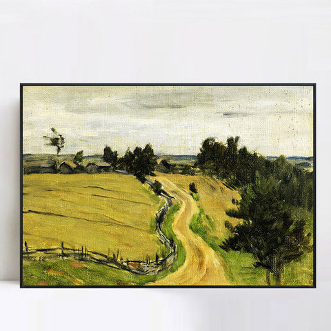 INVIN ART Framed Canvas Giclee Print Road by Isaac Levitan Wall Art Living Room Home Office Decorations