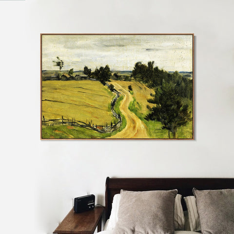 INVIN ART Framed Canvas Giclee Print Road by Isaac Levitan Wall Art Living Room Home Office Decorations
