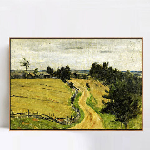 INVIN ART Framed Canvas Giclee Print Road by Isaac Levitan Wall Art Living Room Home Office Decorations
