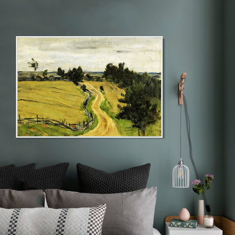 INVIN ART Framed Canvas Giclee Print Road by Isaac Levitan Wall Art Living Room Home Office Decorations