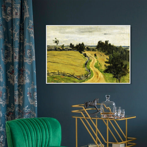 INVIN ART Framed Canvas Giclee Print Road by Isaac Levitan Wall Art Living Room Home Office Decorations