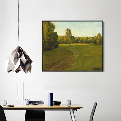 INVIN ART Framed Canvas Giclee Print Road#23 by Isaac Levitan Wall Art Living Room Home Office Decorations