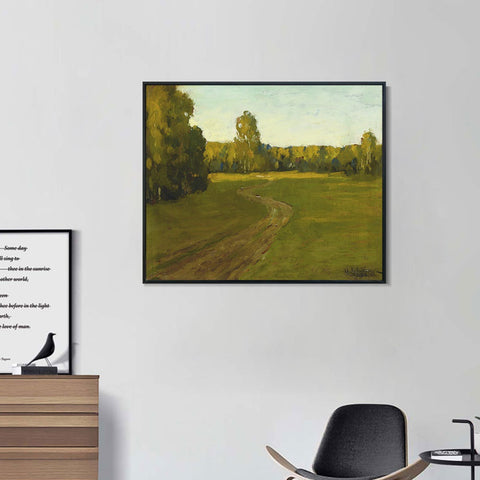 INVIN ART Framed Canvas Giclee Print Road#23 by Isaac Levitan Wall Art Living Room Home Office Decorations