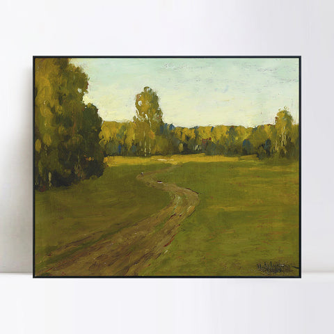 INVIN ART Framed Canvas Giclee Print Road#23 by Isaac Levitan Wall Art Living Room Home Office Decorations