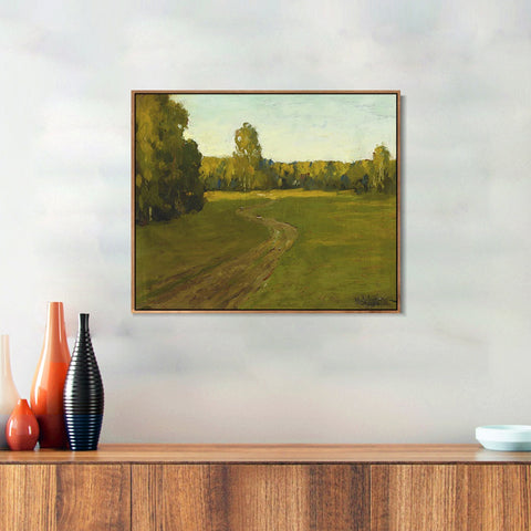 INVIN ART Framed Canvas Giclee Print Road#23 by Isaac Levitan Wall Art Living Room Home Office Decorations