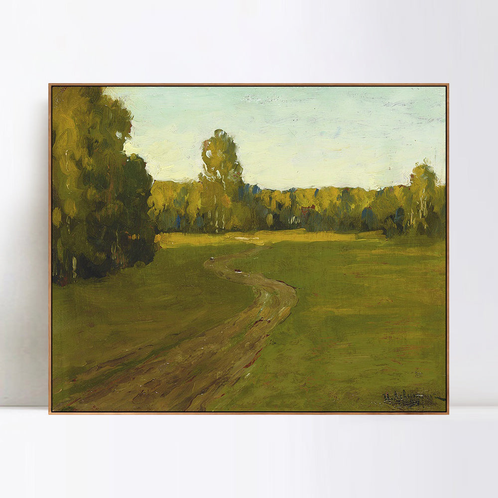 INVIN ART Framed Canvas Giclee Print Road#23 by Isaac Levitan Wall Art
