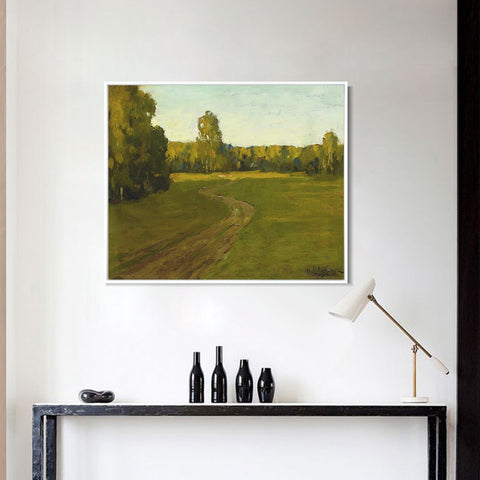 INVIN ART Framed Canvas Giclee Print Road#23 by Isaac Levitan Wall Art Living Room Home Office Decorations
