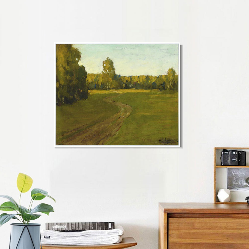 INVIN ART Framed Canvas Giclee Print Road#23 by Isaac Levitan Wall Art
