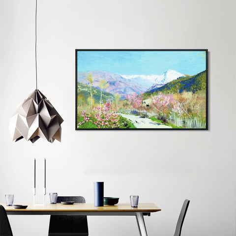 INVIN ART Framed Canvas Giclee Print spring-in-italy-1890 by Isaac Levitan Wall Art Living Room Home Office Decorations