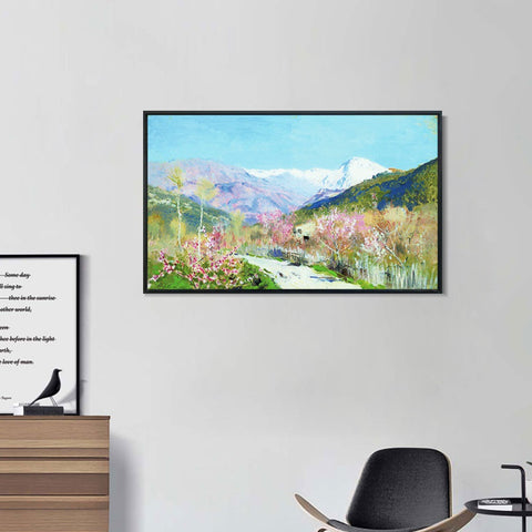 INVIN ART Framed Canvas Giclee Print spring-in-italy-1890 by Isaac Levitan Wall Art Living Room Home Office Decorations