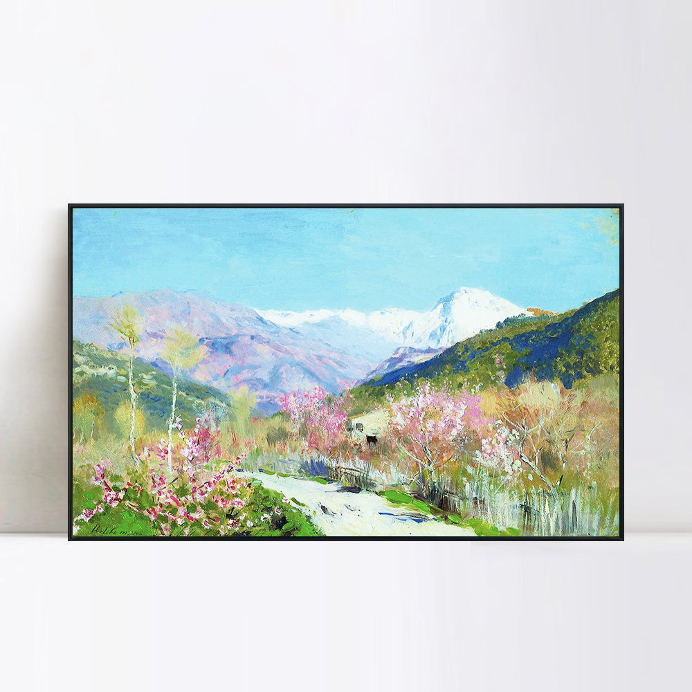 INVIN ART Framed Canvas Giclee Print spring-in-italy-1890 by Isaac Levitan Wall Art
