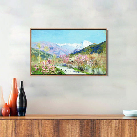 INVIN ART Framed Canvas Giclee Print spring-in-italy-1890 by Isaac Levitan Wall Art Living Room Home Office Decorations