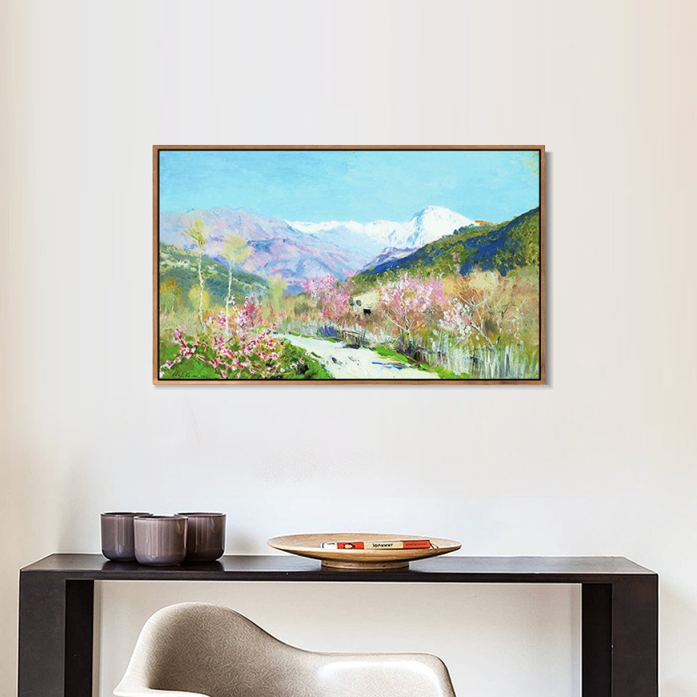 INVIN ART Framed Canvas Giclee Print spring-in-italy-1890 by Isaac Levitan Wall Art