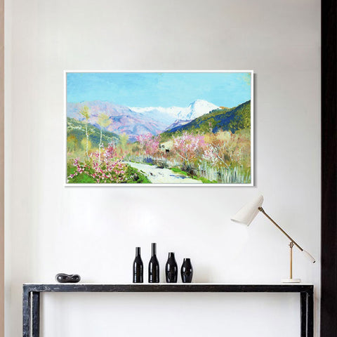 INVIN ART Framed Canvas Giclee Print spring-in-italy-1890 by Isaac Levitan Wall Art Living Room Home Office Decorations