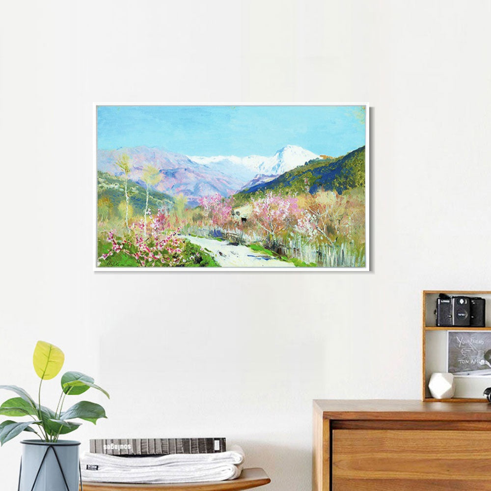 INVIN ART Framed Canvas Giclee Print spring-in-italy-1890 by Isaac Levitan Wall Art