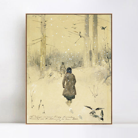 INVIN ART Framed Canvas Giclee Print Series#26 by Isaac Levitan Wall Art Living Room Home Office Decorations