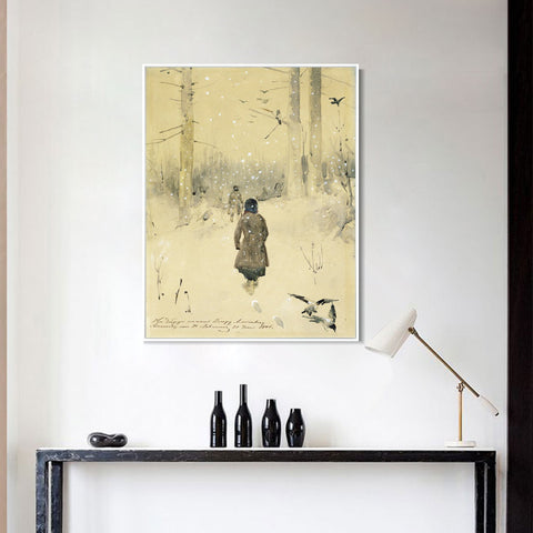 INVIN ART Framed Canvas Giclee Print Series#26 by Isaac Levitan Wall Art Living Room Home Office Decorations