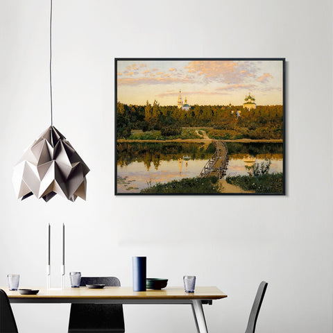 INVIN ART Framed Canvas Giclee Print the culturium by Isaac Levitan Wall Art Living Room Home Office Decorations