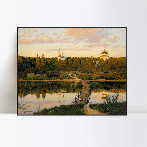 INVIN ART Framed Canvas Giclee Print the culturium by Isaac Levitan Wall Art Living Room Home Office Decorations