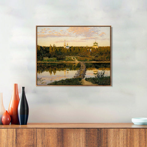 INVIN ART Framed Canvas Giclee Print the culturium by Isaac Levitan Wall Art Living Room Home Office Decorations