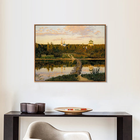 INVIN ART Framed Canvas Giclee Print the culturium by Isaac Levitan Wall Art Living Room Home Office Decorations
