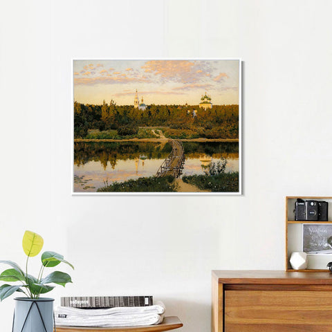 INVIN ART Framed Canvas Giclee Print the culturium by Isaac Levitan Wall Art Living Room Home Office Decorations