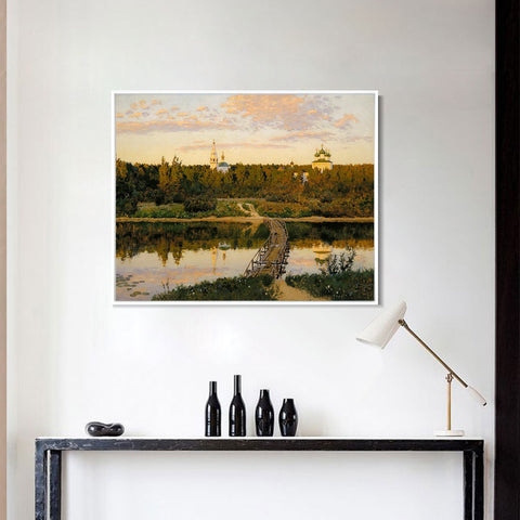 INVIN ART Framed Canvas Giclee Print the culturium by Isaac Levitan Wall Art Living Room Home Office Decorations