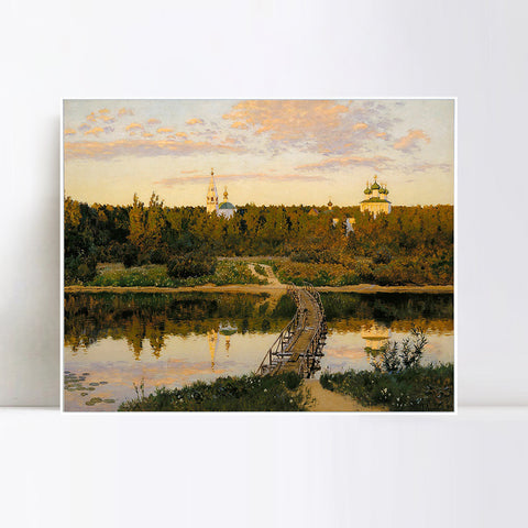 INVIN ART Framed Canvas Giclee Print the culturium by Isaac Levitan Wall Art Living Room Home Office Decorations