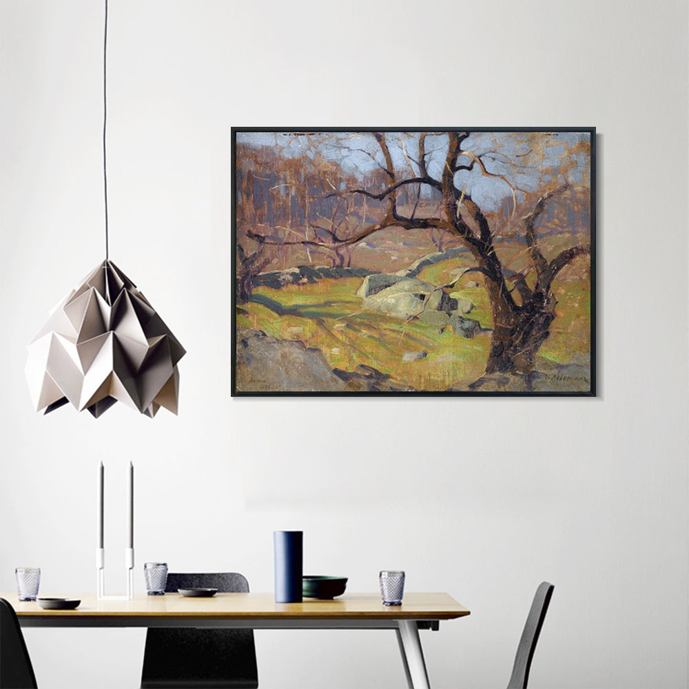 INVIN ART Framed Canvas Giclee Print Trees#34 by Isaac Levitan Wall Art