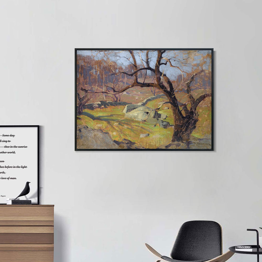 INVIN ART Framed Canvas Giclee Print Trees#34 by Isaac Levitan Wall Art