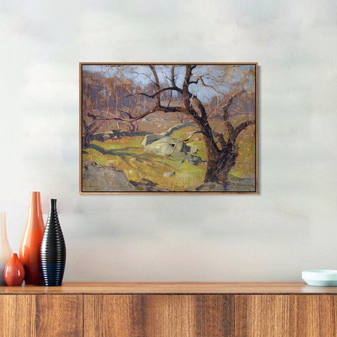 INVIN ART Framed Canvas Giclee Print Trees#34 by Isaac Levitan Wall Art Living Room Home Office Decorations