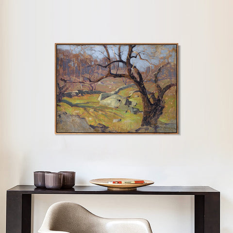INVIN ART Framed Canvas Giclee Print Trees#34 by Isaac Levitan Wall Art Living Room Home Office Decorations