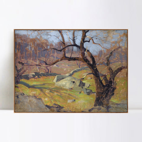 INVIN ART Framed Canvas Giclee Print Trees#34 by Isaac Levitan Wall Art Living Room Home Office Decorations