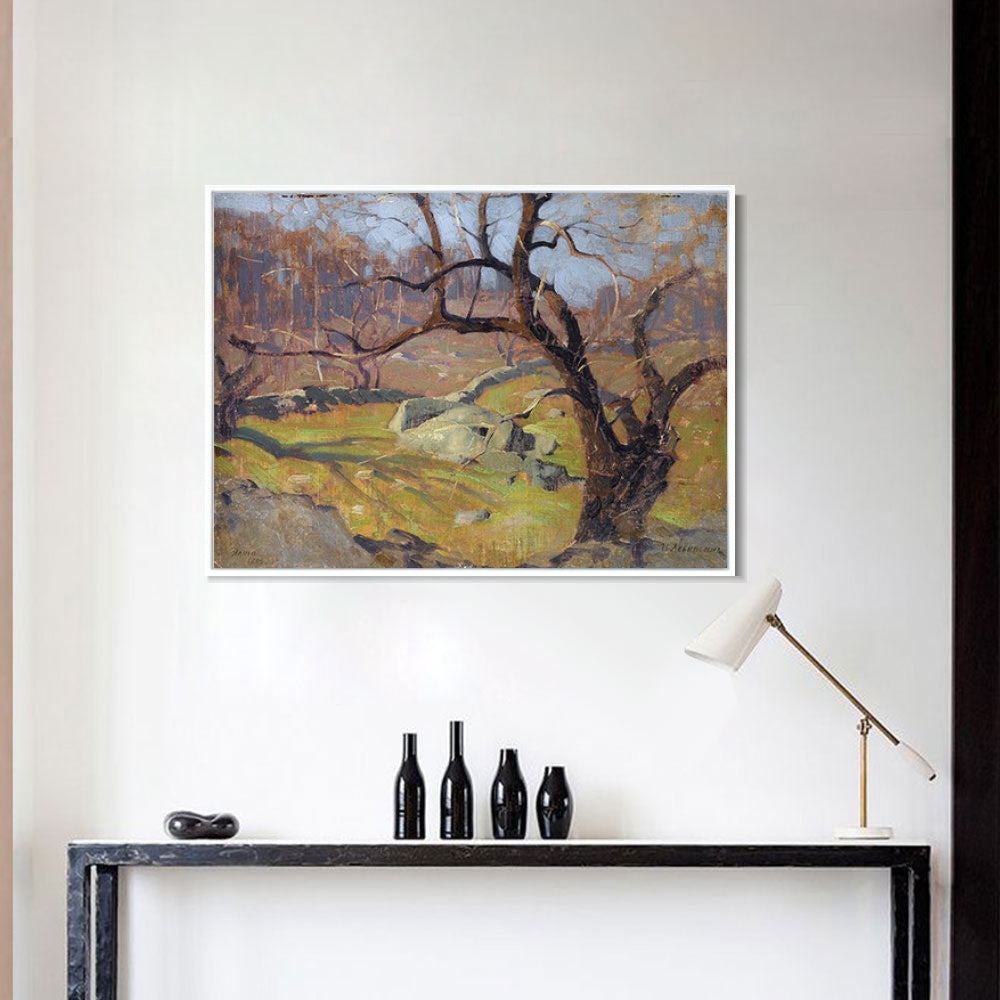 INVIN ART Framed Canvas Giclee Print Trees#34 by Isaac Levitan Wall Art