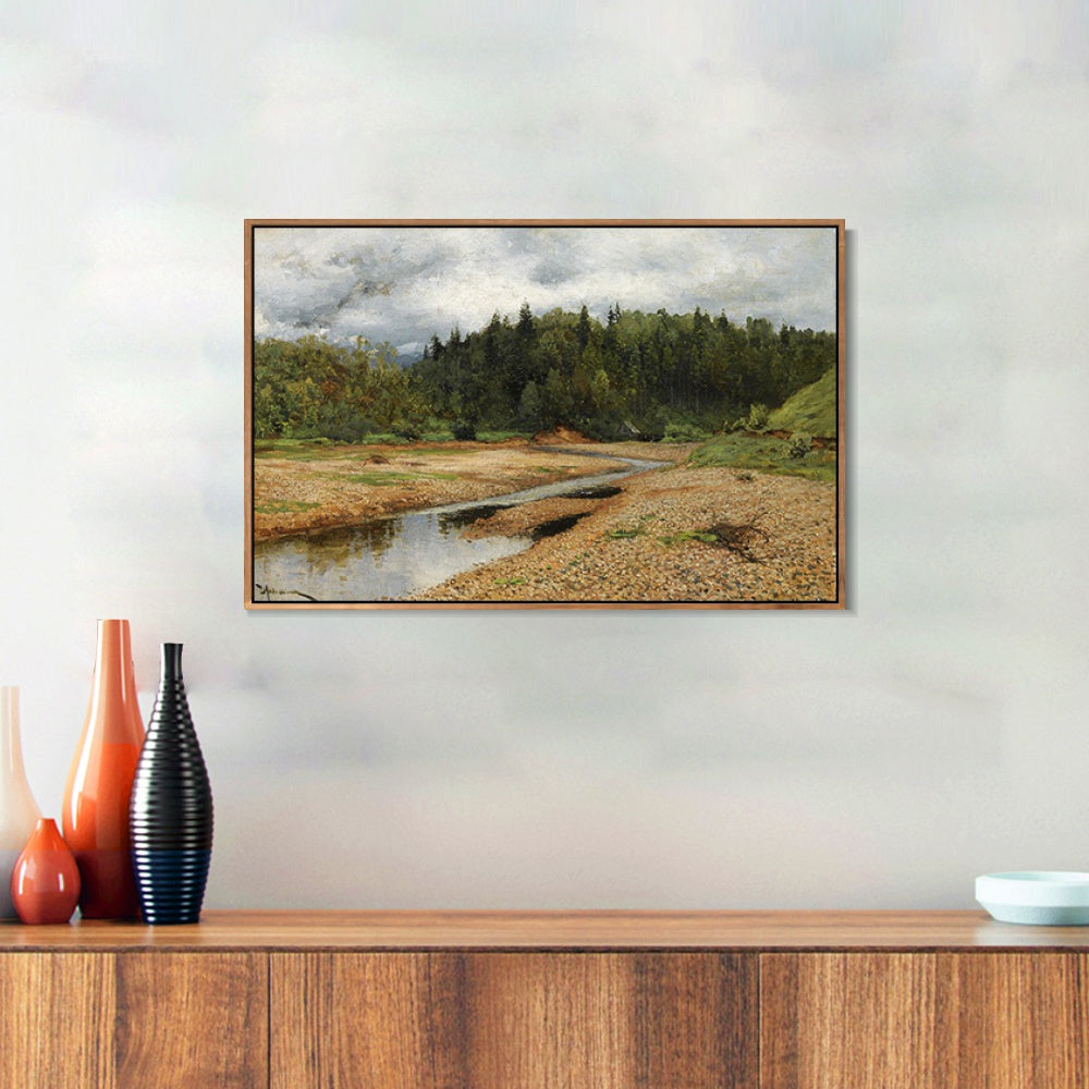 INVIN ART Framed Canvas Giclee Print River#35 by Isaac Levitan Wall Art