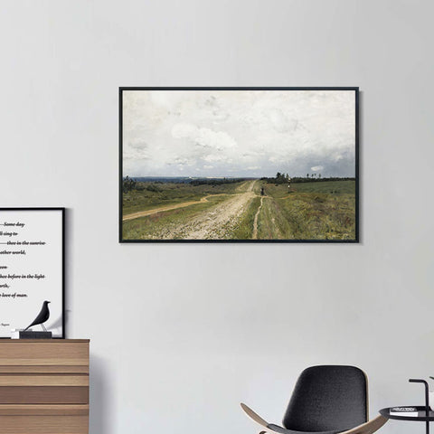 INVIN ART Framed Canvas Giclee Print Vladimirka Road by Isaac Levitan Wall Art Living Room Home Office Decorations